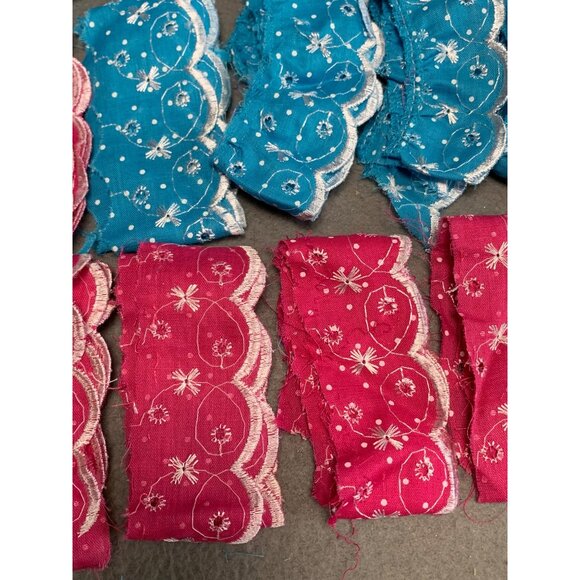 Assorted Embroidered Eyelet Lace Trim Pieces in Blue & Pink - Picture 9 of 13